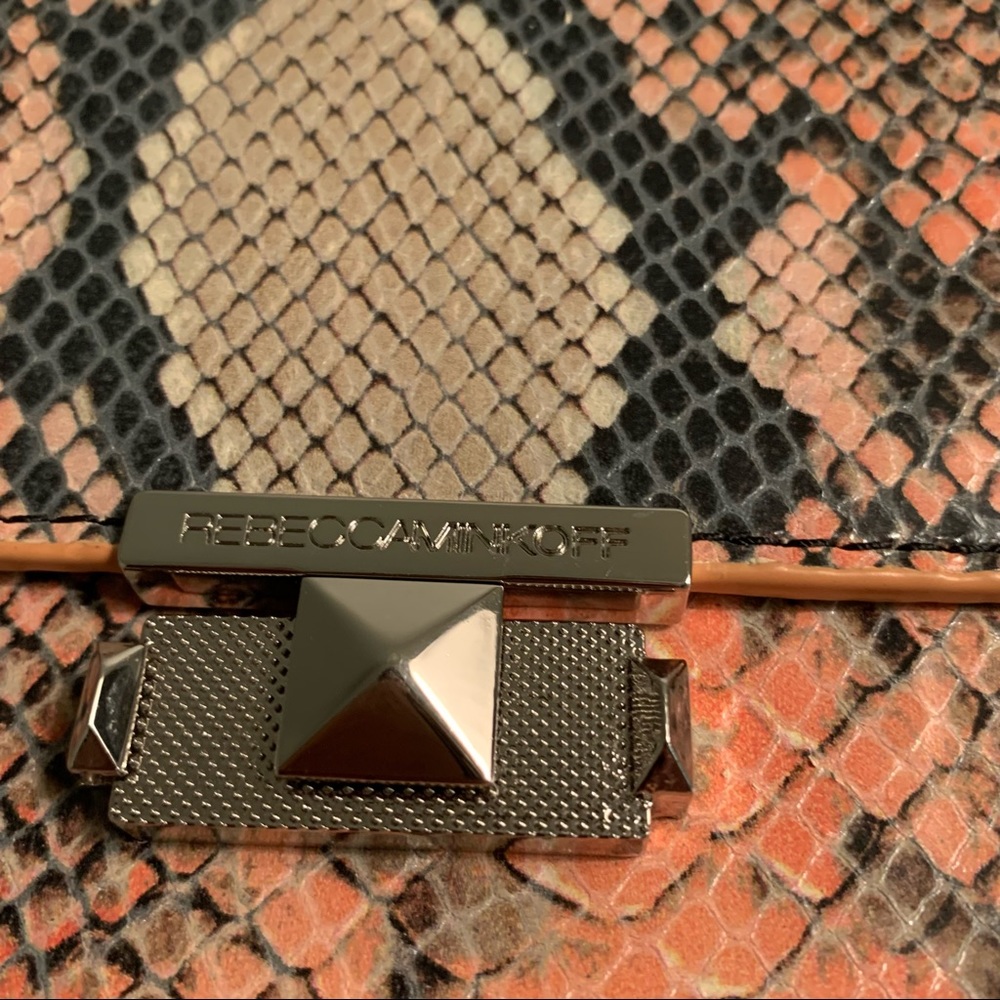 Rebecca Minkoff Orange Pink Python Snakeskin Embo… - image 4